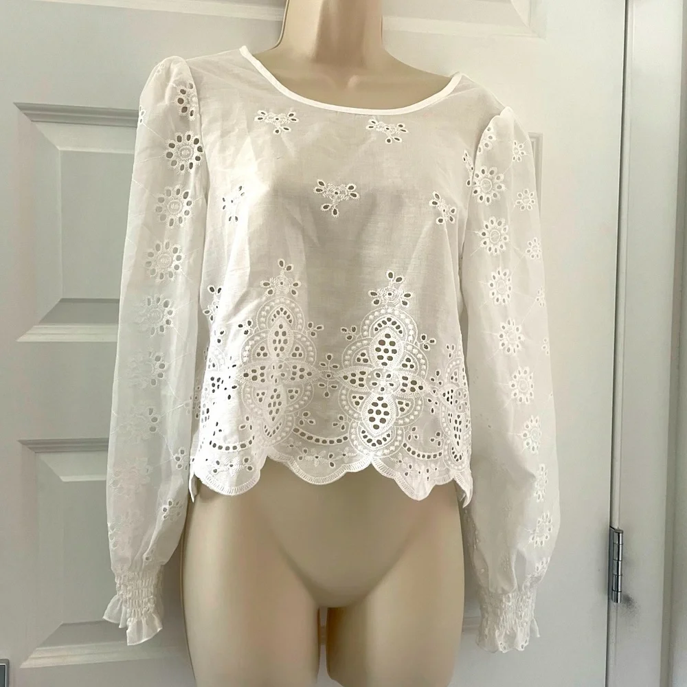 **NEW** SHEIN White Eyelet Blouse - XS